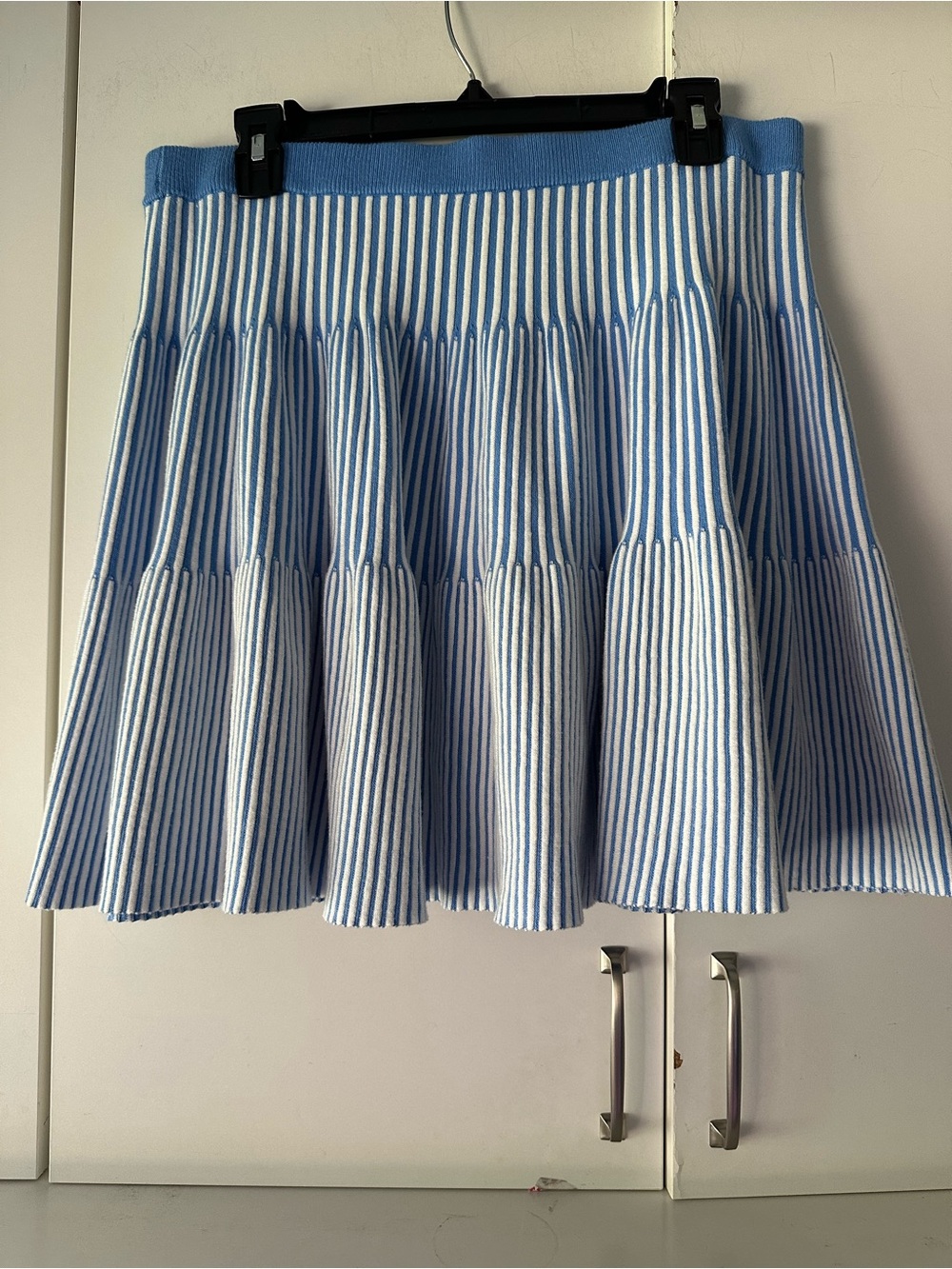 💙 Free Assembly NWT Blue & White Ribbed Stripe Mini Skirt Size L 12–14